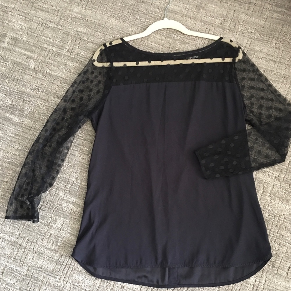 Polka dot Express long sleeve sheer top